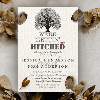 enchanted forest love birds gettin hitched wedding invitation