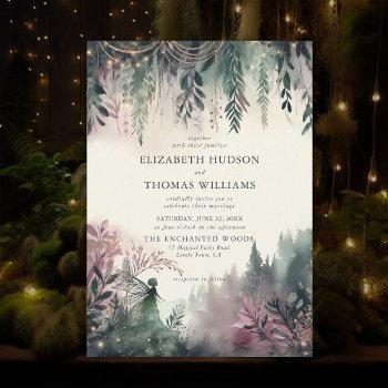 enchanted forest mountains magical fairy wedding invitation