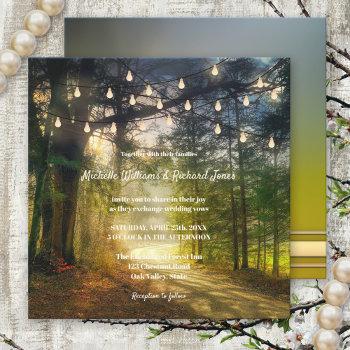 enchanted forest trees string lights wedding invitation