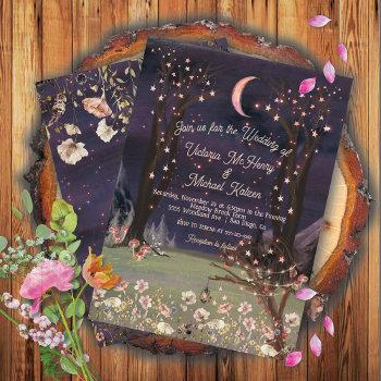 enchanted moonlight floral forest wedding invitation
