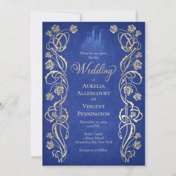 enchanted rose castle wedding invitation