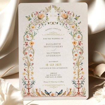 enchanted victorian aviary wedding invitation
