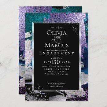 Small Engagement | Chic Bold Orchid Aqua Metallic Front View