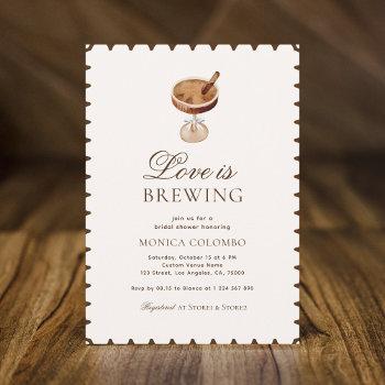 espresso martini love is brewing bridal shower invitation