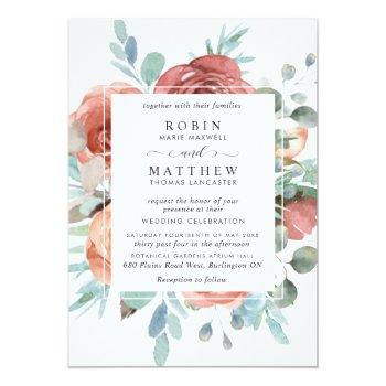Small Ethereal Dusty Blue,blush Peach Botanical Wedding Front View