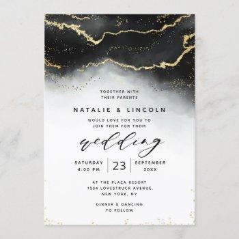 Small Ethereal Mist Ombre Black Watercolor Moody Wedding Front View