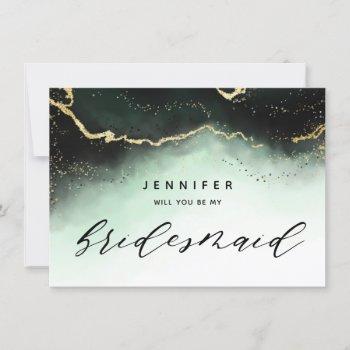 Small Ethereal Mist Ombre Emerald Bridesmaid Proposal Front View