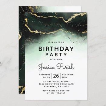ethereal mist ombre emerald green birthday party invitation