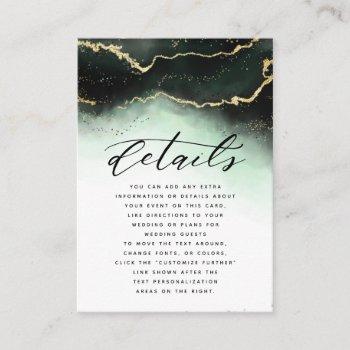 Small Ethereal Mist Ombre Emerald Green Wedding Details Enclosure Card Front View