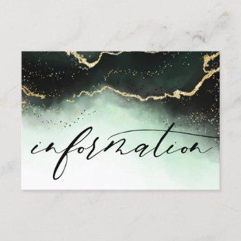 Small Ethereal Mist Ombre Emerald Wedding Information Enclosure Card Front View
