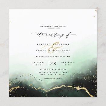 Small Ethereal Mist Ombre Green Luxury Square Wedding Front View
