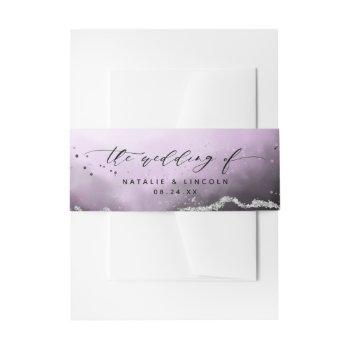 Small Ethereal Mist Ombre Ultra Violet Wedding Monogram  Belly Band Front View