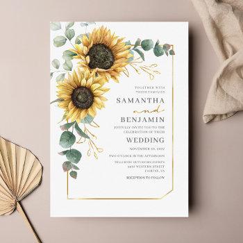 eucalyptus floral sunflower succulent wedding invitation