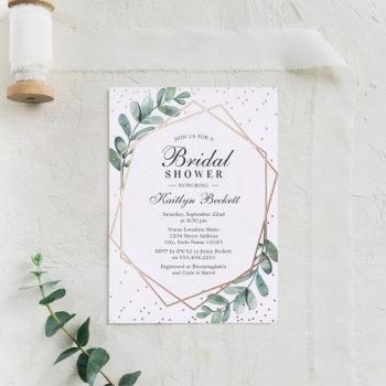 eucalyptus geometric bridal shower real foil invitation