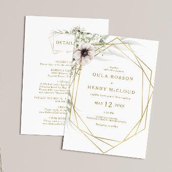 eucalyptus gold geometric all in one wedding invit invitation