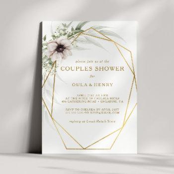 Small Eucalyptus Gold Geometric Couples Shower Front View