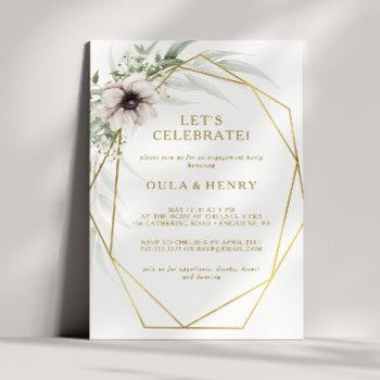 eucalyptus gold geometric let's celebrate invitation