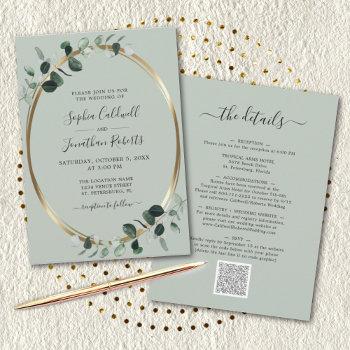 Small Eucalyptus Gold Metallic Sage All In One Wedding Front View