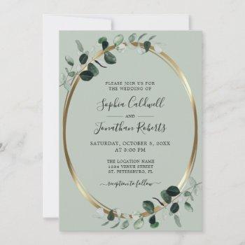 eucalyptus gold metallic sage all in one wedding invitation