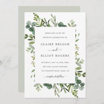 eucalyptus green foliage wedding invitation