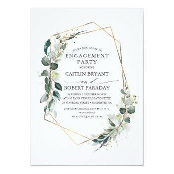 Small Eucalyptus Greenery Geometric Engagement Party Front View