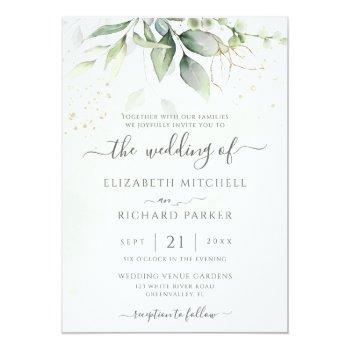 Small Eucalyptus Greenery Gold Leaves Botanical Wedding Front View