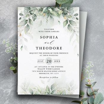 eucalyptus greenery gum botanical rustic  wedding invitation