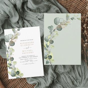 eucalyptus greenery succulent elegant wedding invitation