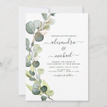 eucalyptus greenery succulent elegant wedding invitation