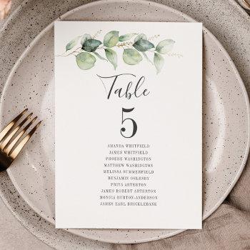 Small Eucalyptus Greenery Table Number 5 Wedding Seating Front View