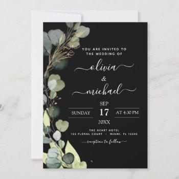 eucalyptus greenery wedding invitation