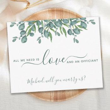 Small Eucalyptus Greenery Will You Marry Us Officiant Front View