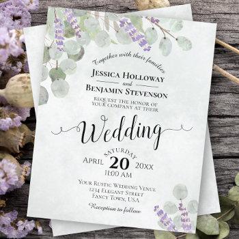 eucalyptus & lavender budget wedding invitation