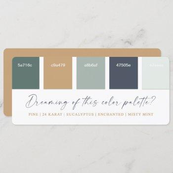 Small Eucalyptus Navy & Gold Wedding Color Palette Front View