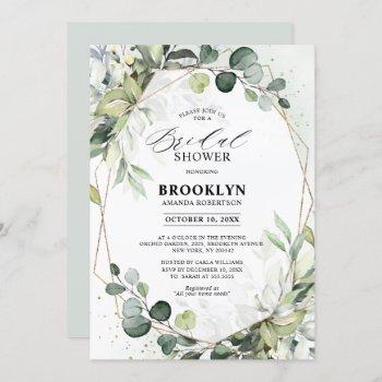 eucalyptus sage greenery geometric bridal shower invitation