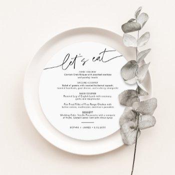 everleigh minimalist round wedding dinner menu invitation