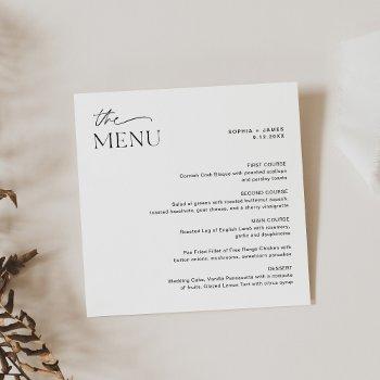everleigh minimalist square wedding dinner menu invitation