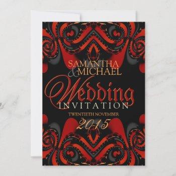 exotic red black gothic wedding invitations