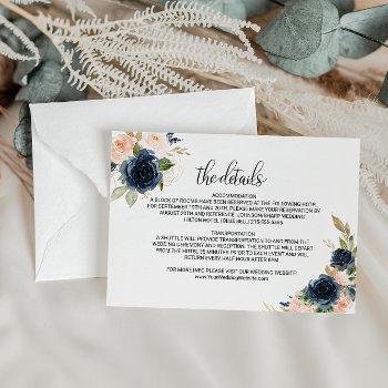 exquisite fall floral wedding details insert card