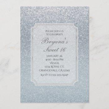 fairy tale silver glitter sparkle party invitation