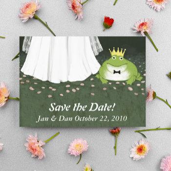 Small Fairy Tale Wedding Frog Prince Save The Date Funny Announcement Post Front View