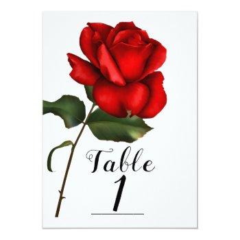 Small Fairy Tale Wedding Storybook Red Rose Table Number Front View