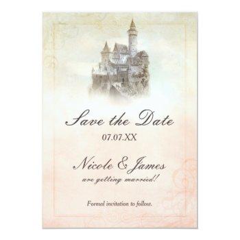 Small Fairytale Castle Storybook Page Save The Date Front View