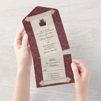 fairytale castle wedding all in one invitation