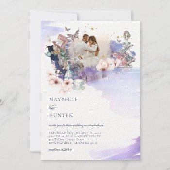 fairytale storybook wedding in wonderland photo invitation