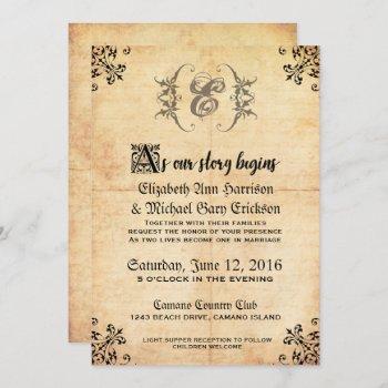 fairytale vintage wedding invitation