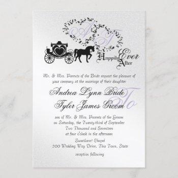 fairytale wedding carriage silver invitation