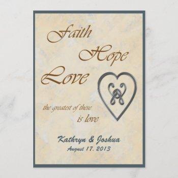 faith hope love blue heart wedding invitation