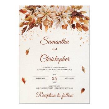 Small Fall And Autumn Flowers And Leaves Wedding Front View