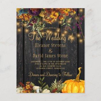 fall autumn rustic wood budget wedding invitation